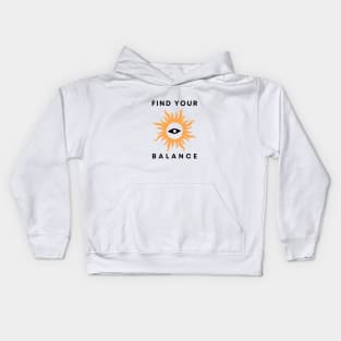 Find Your Balance Design (Third Eye + Sun) Kids Hoodie